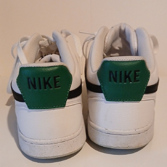 Nike White Sneakers with Black Swoosh and Green Heel main image 4